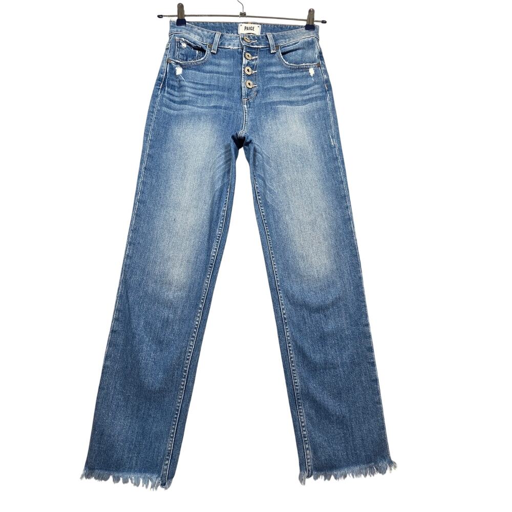Paige Sarah Straight Button Fly Raw Hem Jeans Size 26